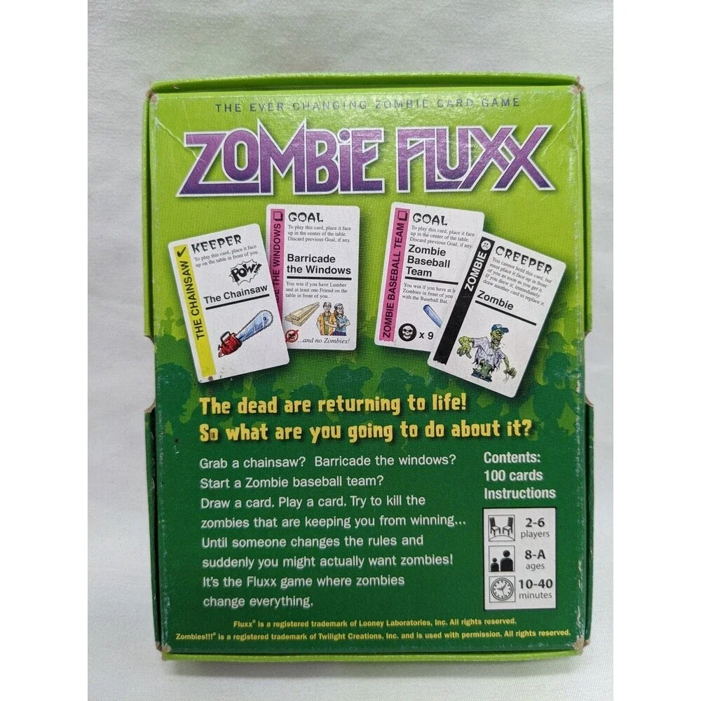 Looney Labs Zombie Fluxx Ever Changing Zombie Card Game Complete